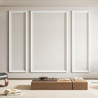 Art3d Lot de 3 moulures murales prédécoupées, panneaux de lambris prêts à assembler pour décoration murale intérieure, salon, chambre à coucher, mur d