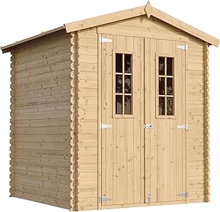 Abri de Jardin en Bois avec Sol TRAITÉ - Stockage extérieur I186xL196xH218 cm/ 2,82 m2 Petit abri à Outils, Local à vélos - TIMBELA M320C+M320G