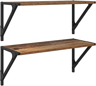 vidaXL Étagères Murales 2 pcs Bois Ancien 60 x 25 x 25,5 cm, Étagères de Salon élégantes, unités murales Robustes, Design rectangulaire, rangements Pratiques et étagères intégrées