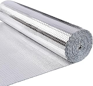 VOUNOT® Isolant Thermique en Film Aluminisé a Bulles Double Face 3mm Résistant pour Réflecteur radiateur de Chaleur et Protéger Contre Froid Idéal pour Fenetre, Voiture, Radiateur 1x20M