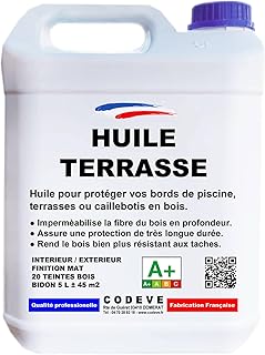 Huile Bois Terrasse - Codeve Bois/Incolore - 5L - Intérieur/extérieur - Pour La Protection D