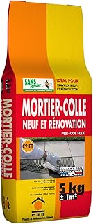 Mortier-Colle Neuf et rénovation Gris 5kg - Haute Performance, Adhérence Renforcée - Pose de Carrelage, Faïence et Grès Cérame - Murs et Sols Intérieurs/Extérieurs