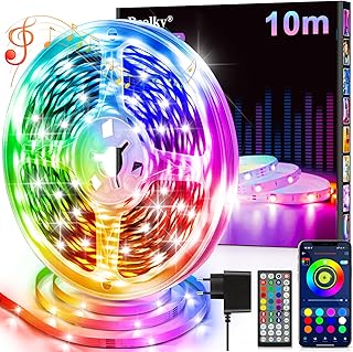 Ruban LED, 10M Flexible RGB Bande LED Decoration Chambre, Bluetooth App Contrôle Synchroniser avec Rythme de Musique, Led Chambre pour Gaming Room, Plafond, Mariage, Fête, Cuisine, TV, Bureau