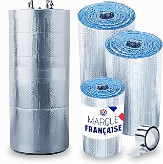 ISOLANT BALLON EAU CHAUDE | Housse pour ballon d’eau chaude jusqu’à 300L | Isolation thermique 4 couches premium | Auto-Adhésive Installation rapide | Avec Ruban isolant