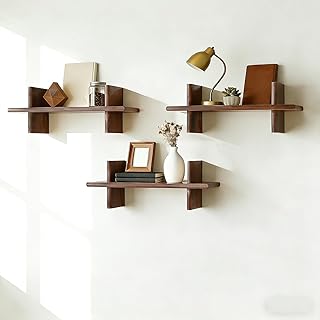 3Pcs Étagères Murales en Bois, 40cm Étagères Murales Suspendues, DIY Déco Tablette Flottant, Etagere flottante de Rangement, Capacité de 15kg pour Salon Chambre Bureau Salle de Bains, Cuisine (se)