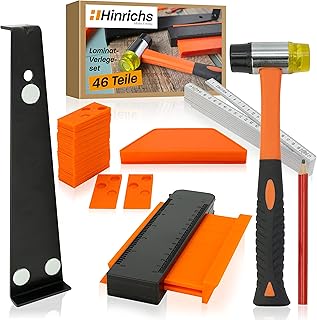 Hinrichs Kit de Pose de Stratifié - Kit Complet de 46 Pièces - Outils de Pose de Sol - Outils de Pose de Stratifié Poser du Vinyle - Accessoires de Pose de Sol - Pose de Stratifié
