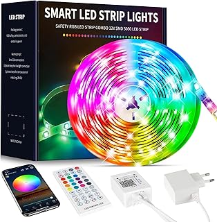 Beaeet Ruban LED 10M, Bande LED 5050 RGB pour LED Chambre, avec Télécommande 40 Touches et Contrôle via APP Bluetooth, Idéal pour Noël, Mariage, Fête et Chambre (10m*1)