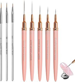 8 Pièces Pinceau Fin Nail Art, Pinceau French Manucure, Pinceau Ongle pour dessiner des lignes DIY la Conception