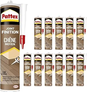 Mastic à joints élastique chêne clair - Pour plinthes, cadres de porte et joints de dilatation en intérieur (12 x 280 ml)