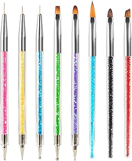 8 Pièces Pinceaux Nail Art Ongles, Pinceau French Manucure, Pinceaux en Détail à Ongles, Pinceau Nail Art et Dotting Tool pour Déco Ongle Nail Art et Gel