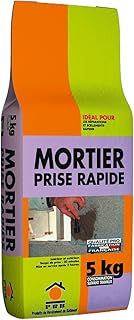 Mortier à Prise Rapide 5kg - Séchage Accéléré, Haute Adhérence - Idéal pour Réparations Urgentes, Fixations Rapides, Rebouchage et Travaux de Maçonnerie Intérieur/Extérieur - Prêt à Gâcher