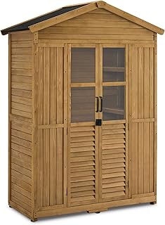 M MCombo Armoire de Jardin abri de Jardin en Bois résistant aux intempéries, Armoire à Outils en Bois Outdoor étanche praticable, pour l