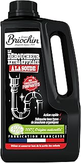 JACQUES BRIOCHIN - Déboucheur Extra Efficace à la Soude - Action Rapide - Débouche tous types de bouchons organiques - Traitement choc - 100% Naturel - Ecocert - Fabrication Française - 900ml