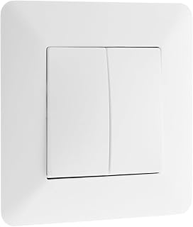 Zenitech - Interrupteur Va-et-Vient Double 10A Artezo - Blanc - Appareillage Encastré Prêt à Poser - Moteur Compact - Facilité de Câblage - Façade Réglable pour Surface Irrégulière - Plaque 86 x 86 mm