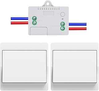 EU interrupteur sans fil sans piles Lot de 2 kit interupteur sans fil autoalimente va et vient sans fil sans pile radio interrupteur a distance eclairage domestique (EU 1Gang 2V1 A)