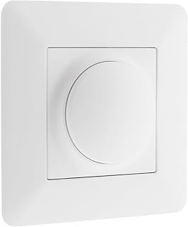Zenitech - Variateur Rotatif Compatible LED - Installation Encastrée, Moteur Compact, Réglage Millimétrique - Support Clipsable - Plaque 86 x 86 mm - Blanc