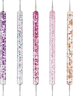 AYV 5 Pcs Stylo de Pointage de Nail Art,Tooli Art,Pinceau Nail Art Ongles,Dotting Tool,Stylos de Nail Art,Outils de Pointage,Stylos Ongle Gel,Double Extrémité Vernis à Ongles Manucure Nail Art Set