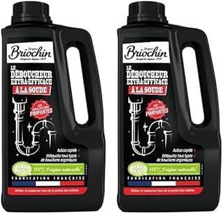 JACQUES BRIOCHIN - Déboucheur Extra Efficace à la Soude - Action Rapide - Débouche tous types de bouchons organiques - Traitement choc - 100% Naturel - Ecocert - Fabrication Française - 900ml