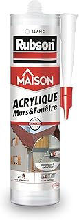 Rubson | Mastic Maison Acrylique Murs & Fenêtres (cartouche de 280 ml) – Mastic acrylique blanc pour intérieur & extérieur – Comble fissure, joint porte et fenêtre