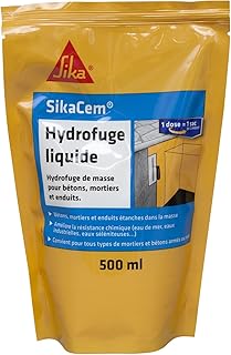 SIKA - Hydrofuge liquide - SikaCem Blanc - Hydrofuge de masse pour bétons/mortiers/enduits - Améliore la résistance aux eaux séléniteuses - Sans chlore - Dosage facile - Prêt à l