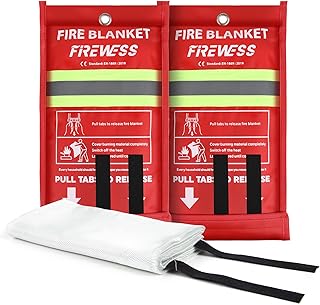 Lot de 2 Couverture Anti Feu Incendie, 100 * 100 cm Couverture Ignifuge pour Sécurité à Maison, Protection Ignifuge et Isolation Thermique en Fibre de Verre