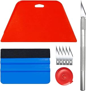 Art3d Kit Covering,Outils de Film pour Papier peint,Fenêtre Voiture,Carrelage Vinyle,Raclette pour Pose Adhesif,avec Squeegee au Silicone,Couteau Universel et des Lames,1.5m Mètre Ruban