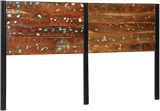 SKTQYQO Tête de lit 180 cm en bois massif de récupération et de fer, tête de lit autoportante, design rustique avec cadre robuste, support de dos excellent, matériaux recyclés